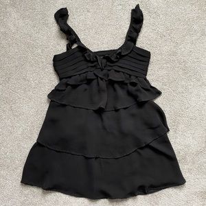 MANGO Black Ruffled mini dress